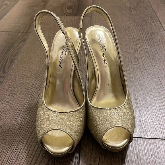 Lulu Townsend Shoes - Gold sparkly heels